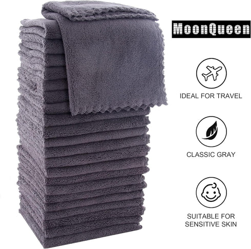 Set 12 12 inches 24 Pack MOONQUEEN Ultra Soft Premium Washcloths - x - - Quick Drying - Highly Absorbent Coral Velvet