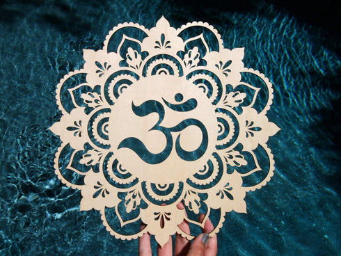 Fourth Level MFG 12" Sacred Om Wood Wall Art - Sacred Geometry Mandala, Zen Home Decoration for Yoga and Meditation