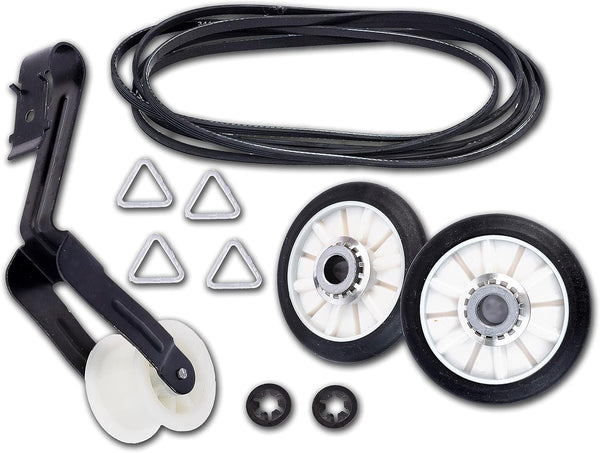 Dryer Repair Kit with Drum Rollers, Belt, Idler Pulley for Maytag MEDC300BW0, MEDC200XW3, and More