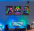 NBYARTQ 3Pcs Cool Gaming Wall Art - Retro Video Gamer Watercolor Posters, Colorful Neon Canvas Prints for Boys Room