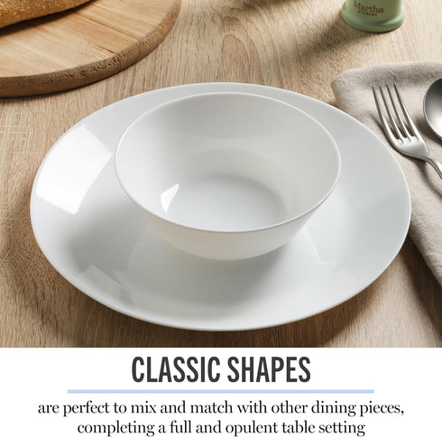 6-Piece 6-Inch Martha Stewart Opalton Soup and Cereal Bowls Lightweight, Chip and Break Resistant Opal Glass Bowls