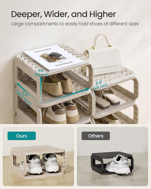 6 ULPC037K01 SONGMICS Shoe Rack, Shoe Organizer, Shelves, Shoe Storage, Narrow Shoe Shelf, Open Shelf for Entryway