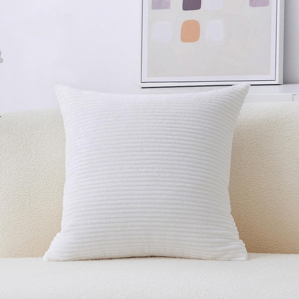 Home Brilliant Euro Sham Super Soft Striped Corduroy Velvet Decorative Throw Pillow Cover, 26x26 inch