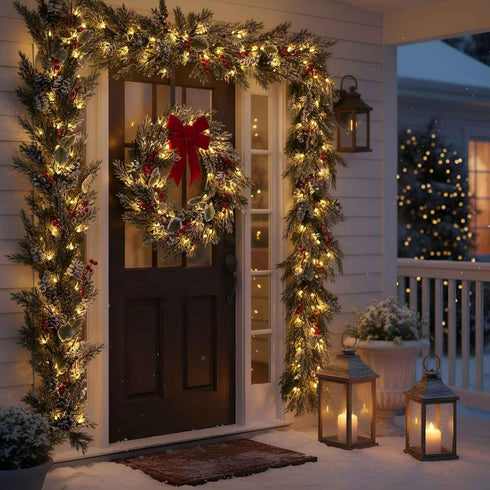 6hr QBIS Outdoor Christmas Lights - Fairy Lights Battery Operated with Small Warm White LEDs, Green Wire