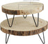 Rustic Paulownia Wood Pedestal with Sleek Metal Legs