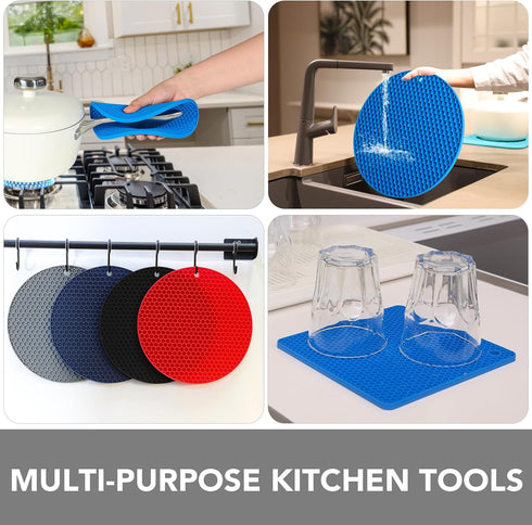 Joyhalo Trivets for Hot Dishes - Silicone Pot Holders for Kitchen Countertops, Easy to Wash and Dry