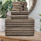 8 Pcs Polyester Brown Cabana Stripe Large Bath Towel Set-2 Bathroom Towels,2