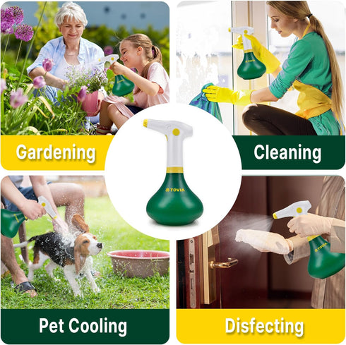 1 T TOVIA: Garden Sprayer Liter USB-C Battery Spray Bottle Powered Electric, Rechargeable, Portable Garden Plant Mister