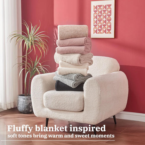 Ailemei Direct Knit Throw Blanket for Bed, Cozy Knitted Throw for Sofa, Office Chair, Fuzzy Couch Decor, Sand