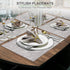 BETEAM Set of 6 Woven Vinyl Placemats - Washable, Durable Indoor Outdoor Table Mats -01 Smoky Grey