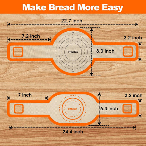 Sourdough Silicone Bread Sling, Oval and Round Non-Stick Bread Mat for Dutch Oven, Reusable with Long Handles