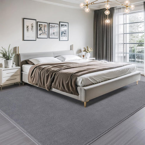 AROGAN Modern Shag Area Rug for Bedroom, 4x6 Feet Washable Plush Memory Foam Carpet for Kids Room Grey