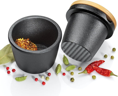 Zassenhaus Cast Iron Spice Grinder Set with Beech Wood Lid, 3 Inches (Black)
