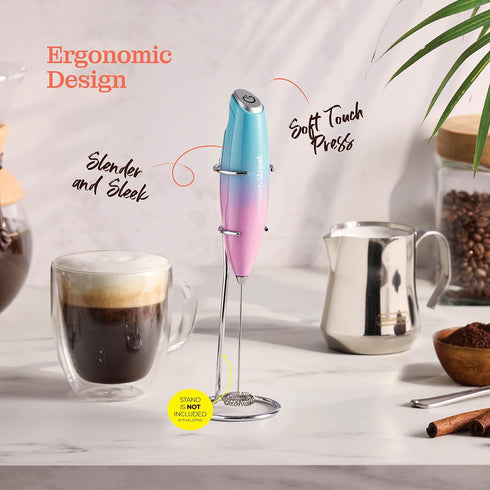 Powerful Mini Milk Frother - Handheld Battery Operated Stainless Steel Drink Mixer for Coffee, Lattes, Cappuccino,