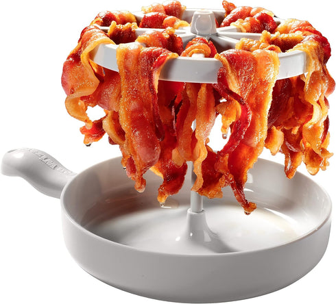 Microwave Bacon Cooker - Bacon Wizard Cooks 1LB of Bacon, Reduces Fat by 40%, Grease Catcher for Easy Clean Up