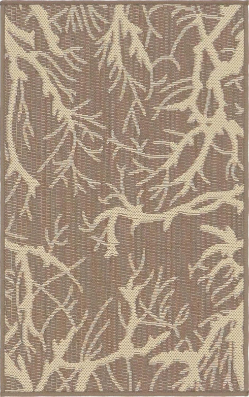 Unique Loom Outdoor Botanical Collection Area Rug - Brown/Beige Branch (2' x 3' 1" Rectangle)