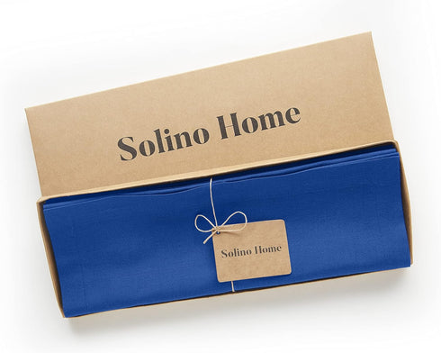 Solino Home Cotton Linen Placemats Set of 4, Blue 14 x 19 Inch Machine Washable Table Mats