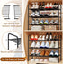 Closet, 3 Shoe Rack Tier Stackable Metal Shoe Shelf Organizer for Entryway, Stackable Heavy Duty & Adjustable, Black