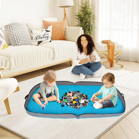 BBpara 45 Inches Toy Storage Organizer & Play Mat for Building Bricks & Blocks - Toy Storage Bags Play Mat with Zipper