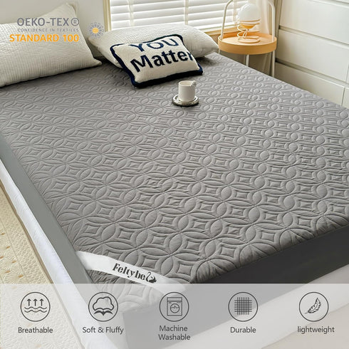FELTYBED King Size Waterproof Mattress Protector, Soft Grey Mattress Cover with Deep Pocket 6"-15"