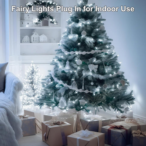 33FT 100LED Plug/Timer/8 Christmas Lights Plug in,Connectable Fairy Lights with Modes, Christmas Tree Lights Lighting