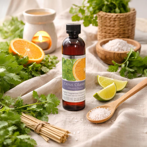 Set 2, 5 oz Settings. P1 Hosley's of Citrus Cilantro Fragrance Warming Oils. Ideal Gift for Weddings, spa, Reiki