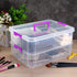 JUXYES 2-Tiers Stack Carry Storage Box, Transparent Stackable Storage Bin with Handle for School Office