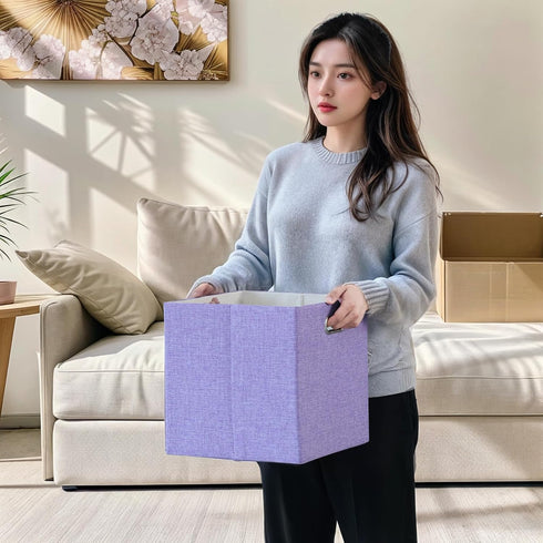 Foldable Cube Storage Bin Organizing Baskets, Fabric Storage Cubes with Handles for Shelf Closet, 13"x13"x13", Pack of