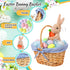 SiliFine Easter Bunny Gift Basket, Include Wicker Basket with Liner Gingham, Easter Plush Bunny Rabbit, Easter Eggs