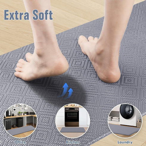 Mattitude Kitchen Mat Set - 2PCS Cushioned Anti-Fatigue Rug, Waterproof Standing Desk Mat for Kitchen, Sink, Office,