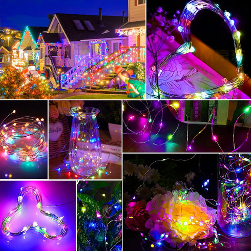 pozzolanas 8 Pack 7ft 20 Multicolor Battery Operated String Lights - Waterproof Fairy Lights with LEDs for Home, Mason