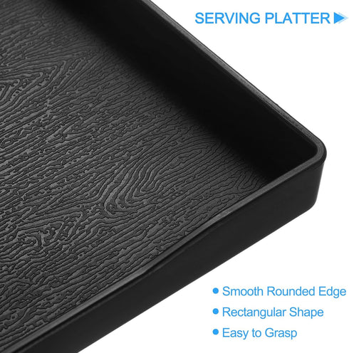 7" 9.5" uxcell Serving Tray Small Black Mini Tray x Plastic Rectangular Wooden Serving Trays Decorative Ottoman Platter