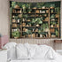 HVEST Green Plant Bookshelf Tapestry Book on Bookshelf and Plant Potted Tapestry