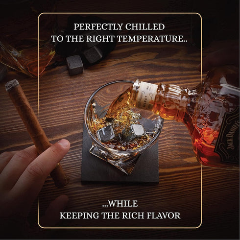 Whiskey Stones Gift Set by Royal Reserve - Artisan Crafted Reusable Chilling Rocks for Scotch and Bourbon Gifts
