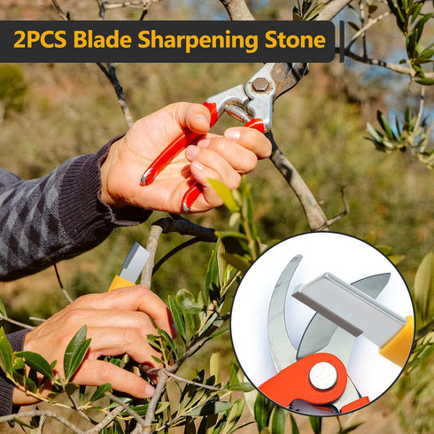 2PCS Garden Tool Sharpener, Blade Sharpener Stone for Garden Knife Sharpener, Shear Scissor Sharpener Blade Sharpening for Gardening Pruner/Pocket Knives (2, Yellow+Black) by Anglekai