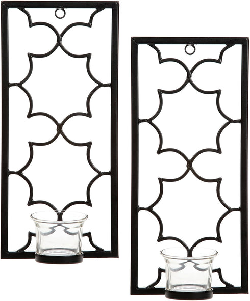 Hosley's Set of Two, 11" High Iron Tea Light LED Candle Wall