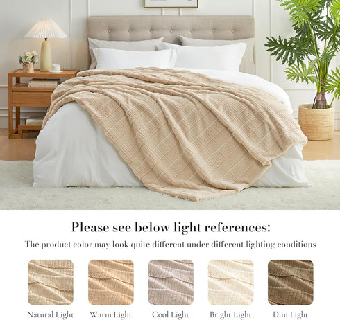 Amlie Cozy 60"x80", Home Luxury Striped Faux Fur Throw Blanket for Couch, Soft Fuzzy Fluffy Soft Plush Blankets Sofa