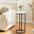 Katrawu Color(11.81" 11.81" 23.62" C Shaped end Table,Wood Round Side Table for Couch,Small Sofa Table with Metal Frame