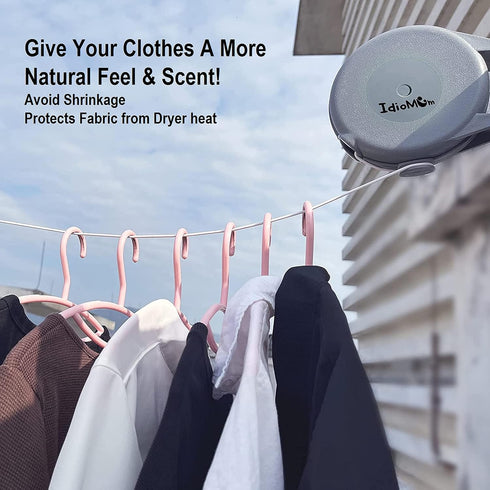 Retractable Clothesline, Heavy Duty 40 Feet PVC Clothes Line with Wall Mount for Drying Clothes with 12 ClothesPins