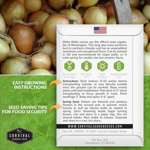 Bulbs (3 Packs) Walla Walla Sweet Onion Seeds for Planting Long Day Yellow Sweet Onions with Mild Flavor, Large & High