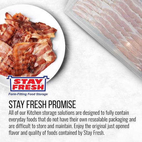 Stay Fresh Bacon Keeper, 1lb Plastic Container for Refrigerator, Preserves Freshness, Prevents Spoilage, No Mess Storage