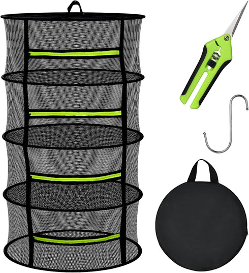 MEKOLIFE Herb Drying Rack Hanging-4 Layer, Plant Drying Rack, Bud Drying Net,Foldable