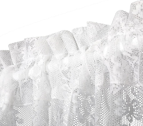 White French Door Curtain Floral Rose Knitted Semi-Sheer Window Voile Rod Pocket Lace Glass Door Treatment 1 Panel 40 Inches