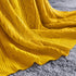 jinchan 50"x60" Cozy Cable Knit Throw Blanket for Couch Lightweight Soft Throw Blanket Mustard Yellow Decorative Throws