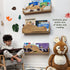 3 24inch Floating Shelves, Wall Shelf for Kids Rooms, Woodland Nursery Bookshelves, Bear Fox and Raccoon