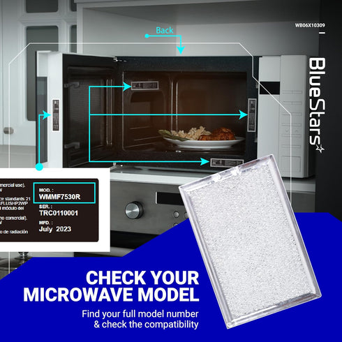 BlueStars WB06X10309 WB06X10359 Microwave Grease Filter Replacement - 7.64 x 5.12, Compatible with G.E LG Kenmore
