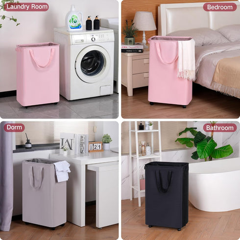 75L (19.8 efluky Slim Laundry Hamper with Wheels, Rolling Laundry Basket for Clothes, Small Laundry Basket for Bedroom