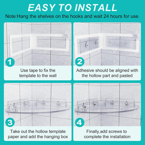 2-Pack Acrylic Corner Shower Shelves, Adhesive Shower Caddy Organizer for Bathroom Storage Home Decor, Clear Rustproof