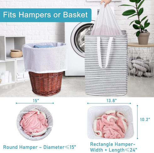 Polecasa Heavy Duty Diamond Mesh Laundry Bags with Drawstring Closure and ID Tag, Large Laundry Hamper Liner, Washable