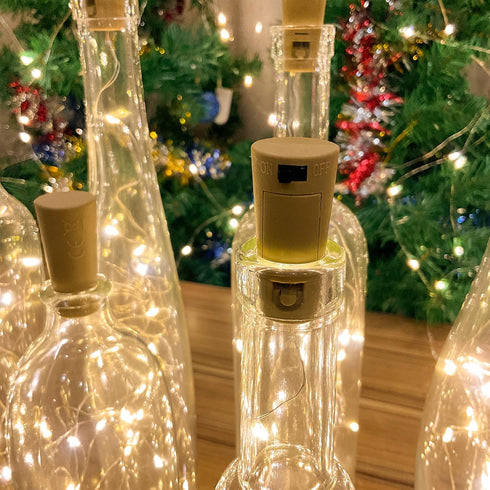 Etinga 18 Pack 20 6.6 (18 Pack, Wine Bottle Lights with Cork, LEDs, Ft, Fairy Mini String Lights for DIY Jar Halloween